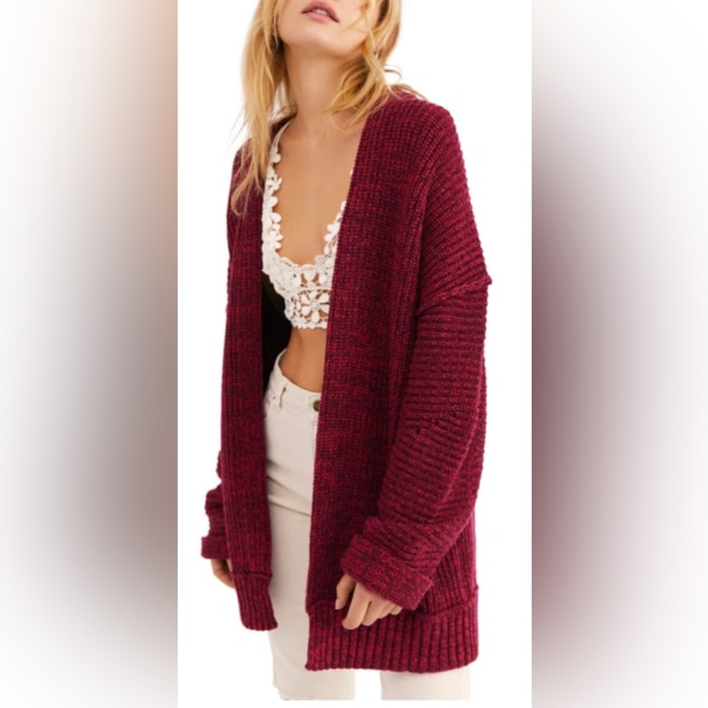 Free People High Hopes Cardigan Plum Size Medium